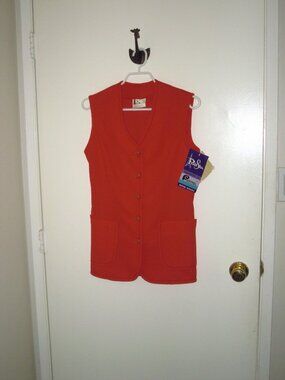 Vintage Sz Med Orange NWT Blouse Top Tunic Dress Bathing Suit Cover Up Vest 60s